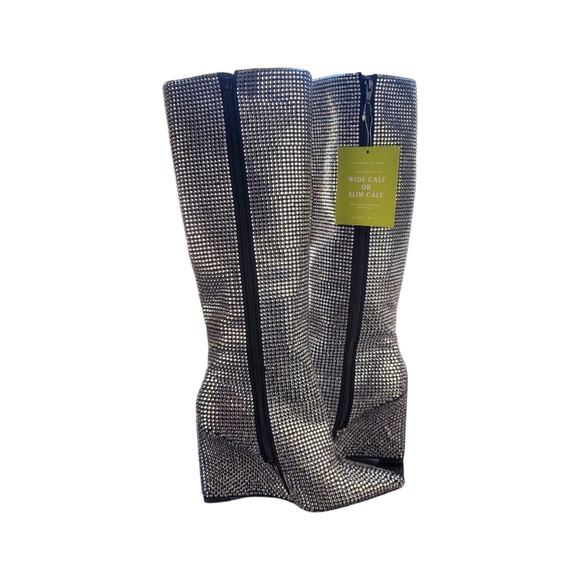 Gianni Bini Gabor Two Rhinestone Pointed Toe Tall Wedge Boots Size 7.5 - Picture 5 of 7